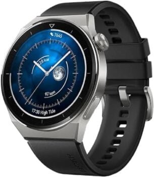 HUAWEI Watch GT 3 Pro 46 mm Smartwatch, Cuerpo de Titanio, Esfera de Zafiro, monitorización de saturación de oxígeno y frecuencia cardíaca, batería duradera, Correa de fluoroelastómero, Negro