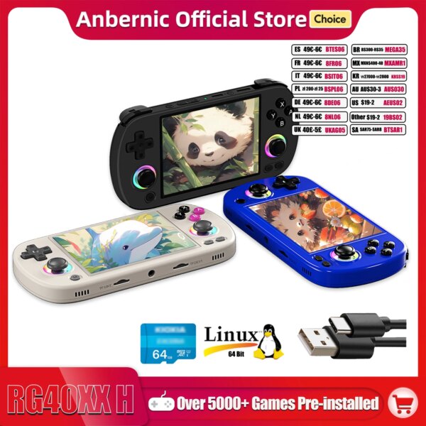 ANBERNIC RG40XX H - Consola portátil 4" 64 bits
