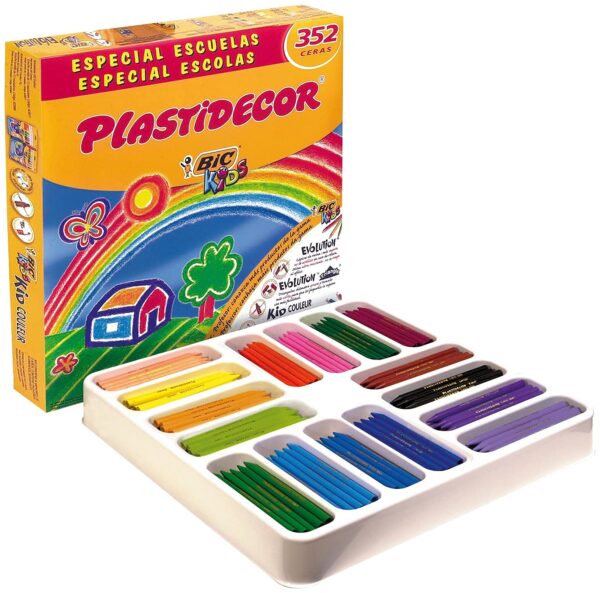 Barato BIC Kids Ceras de Colores para Niños, Óptimo para material escolar,Plastidecor, Colores Vivos Surtidos, Ideal para colorear, 24 Ceras