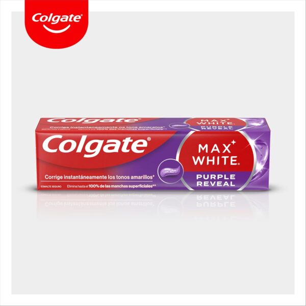 Barato Colgate Max White Purple Reveal Pasta de Dientes Blanqueadora, 4 Unidades de 75ml, Dentífrico con Tecnología de Corrección Óptica del Color que Elimina Instantáneamente* los...