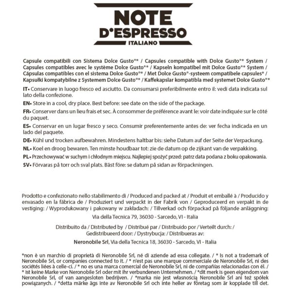 Barato Note d'Espresso - Ginsen - Cápsulas compatibles con Cafeteras NESCAFE'* DOLCE GUSTO* - 48 caps