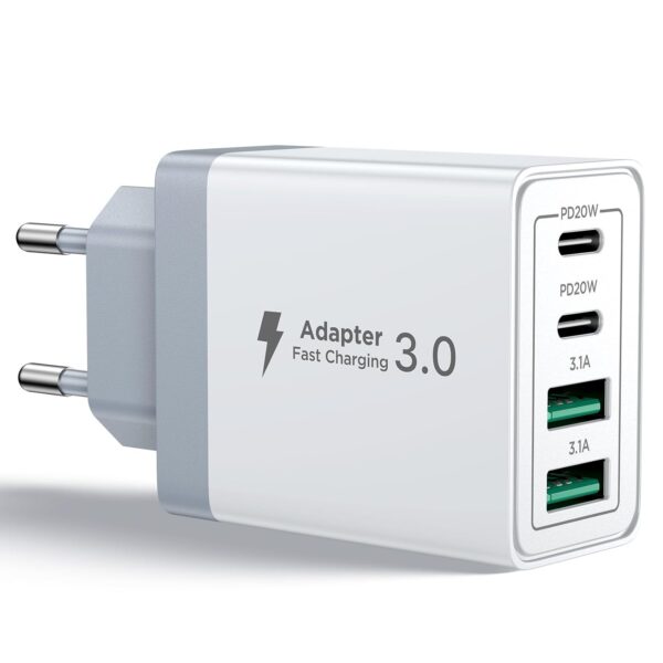 Cargador USB C 40W 4 Puertos Rápido