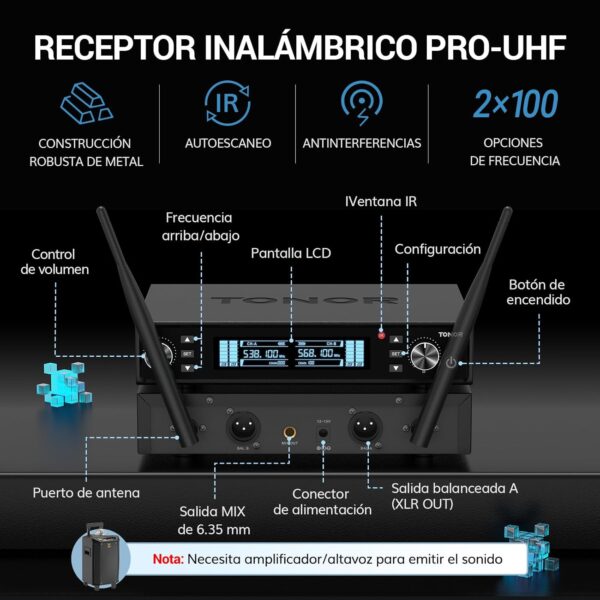 Chollo Micrófono Inalámbrico Profesional TONOR UHF
