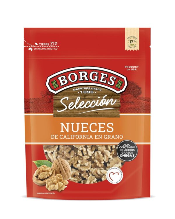 Chollo Nueces de California Borges en Grano Seleccionadas, Ricas en Omega 3, Antioxidantes, Fibra, Magnesio y Fósforo, Sin Gluten, 1 Kg