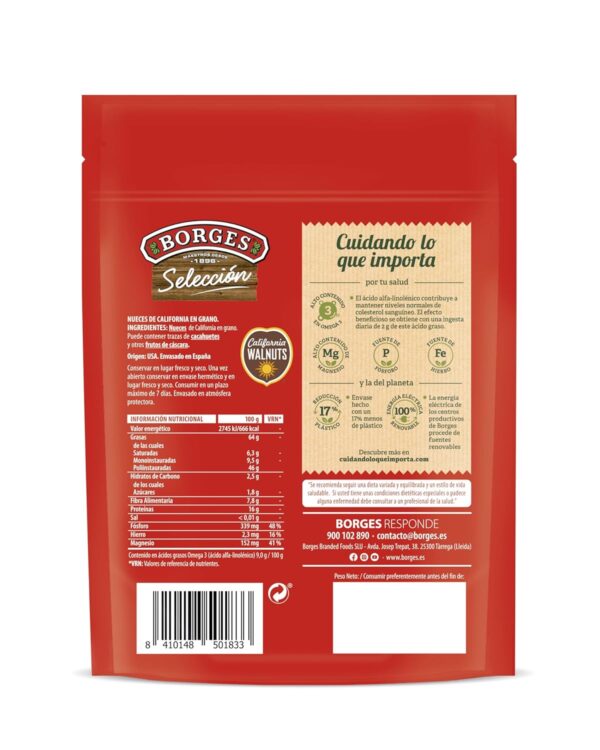 Chollo Nueces de California Borges en Grano Seleccionadas, Ricas en Omega 3, Antioxidantes, Fibra, Magnesio y Fósforo, Sin Gluten, 1 Kg