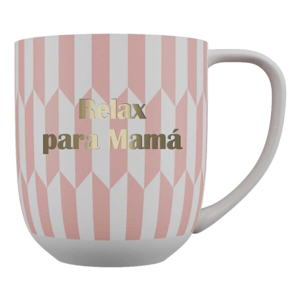 Descuento DRAEGER PARIS 1886 - Taza Cerámica 320ml Mamá Eres Oro - Diseño Geométrico en Azul/Rosa con Mensaje en Oro - Apta Lavavajillas - Embajadora de Emociones Desde 1886