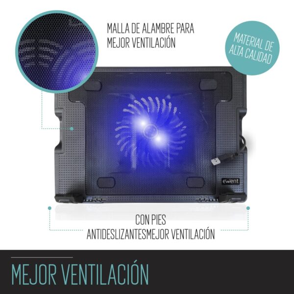 Descuento EWENT EW1258 - Soporte para ordenador portátil 17" con sistema de refrigeración y selección de angulo de vista