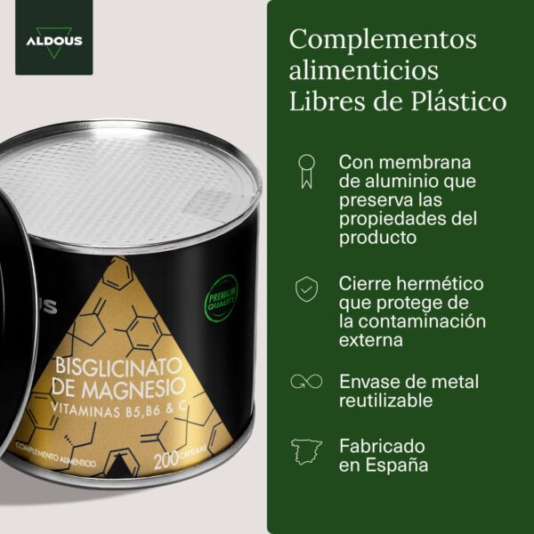 Descuento Magnesio Bisglicinato - 200 Capsulas - Vitamina C, B6, B5 - Magnesio Alta Biodisponibilidad - Vitaminas para el Cansancio y Fatiga - Huesos y Articulaciones, Músculos -...