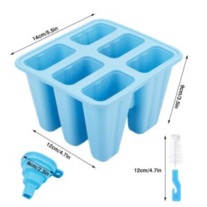 Descuento Moldes de Helado, 6 Cavidades Molde de Paleta de Silicona Sin BPA, Juego de Moldes para Polos, DIY Popsicle Mold con 1 Plegable Embudo y 1 cepillo de limpieza - Azul