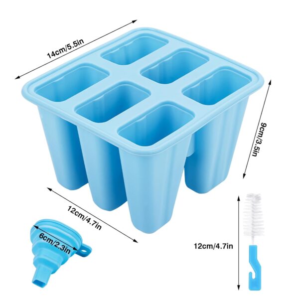 Descuento Moldes de Helado, 6 Cavidades Molde de Paleta de Silicona Sin BPA, Juego de Moldes para Polos, DIY Popsicle Mold con 1 Plegable Embudo y 1 cepillo de limpieza - Azul