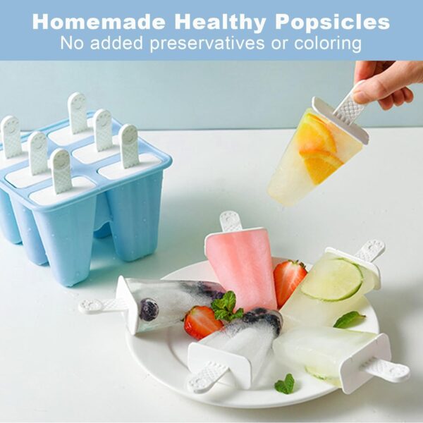 Descuento Moldes de Helado, 6 Cavidades Molde de Paleta de Silicona Sin BPA, Juego de Moldes para Polos, DIY Popsicle Mold con 1 Plegable Embudo y 1 cepillo de limpieza - Azul