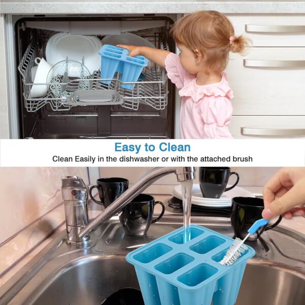 Descuento Moldes de Helado, 6 Cavidades Molde de Paleta de Silicona Sin BPA, Juego de Moldes para Polos, DIY Popsicle Mold con 1 Plegable Embudo y 1 cepillo de limpieza - Azul