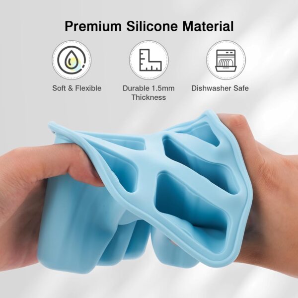 Descuento Moldes de Helado, 6 Cavidades Molde de Paleta de Silicona Sin BPA, Juego de Moldes para Polos, DIY Popsicle Mold con 1 Plegable Embudo y 1 cepillo de limpieza - Azul