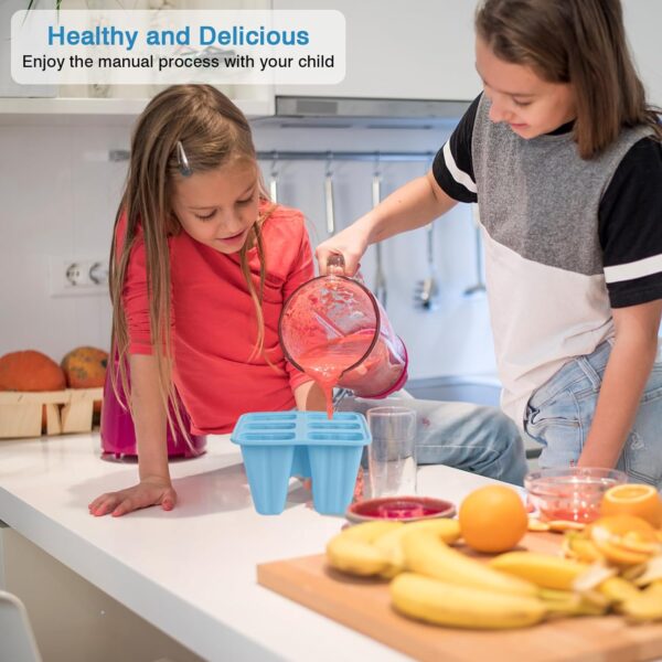 Descuento Moldes de Helado, 6 Cavidades Molde de Paleta de Silicona Sin BPA, Juego de Moldes para Polos, DIY Popsicle Mold con 1 Plegable Embudo y 1 cepillo de limpieza - Azul