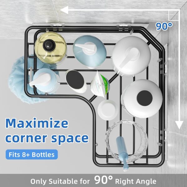 Descuento Yeabett Organizador de ducha, 3 unidades, almacenamiento de esquina para baño, sin taladrar, accesorios de baño de acero inoxidable a prueba de óxido, color negro