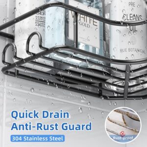 Descuento Yeabett Organizador de ducha, 3 unidades, almacenamiento de esquina para baño, sin taladrar, accesorios de baño de acero inoxidable a prueba de óxido, color negro