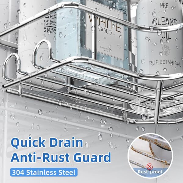 Descuento Yeabett Organizador de ducha, 3 unidades, almacenamiento de esquina para baño, sin taladrar, accesorios de baño de acero inoxidable a prueba de óxido, color negro