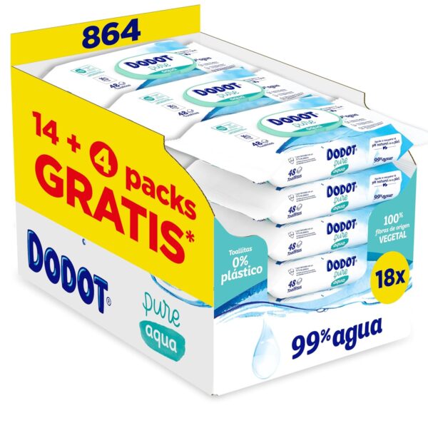 Dodot Toallitas Pure Aqua Bebé, 864 Unidades