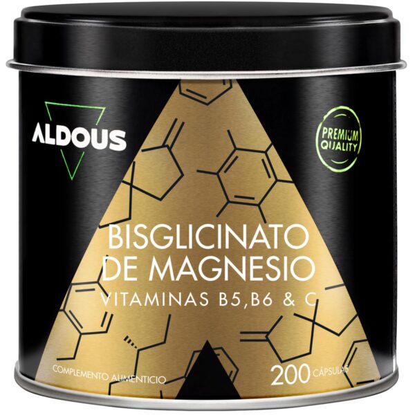 Magnesio Bisglicinato - 200 Capsulas - Vitamina C, B6, B5 - Magnesio Alta Biodisponibilidad - Vitaminas para el Cansancio y Fatiga - Huesos y Articulaciones, Músculos -...