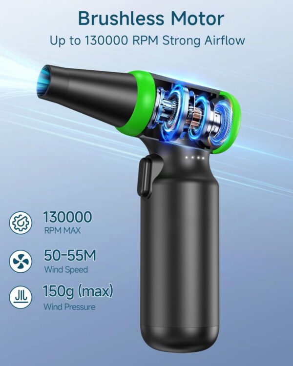 Oferta Aire Comprimido Limpieza PC Soplador de Aire - 130000 RPM 3 Velocidades Air Duster, 6000 mAh Batería, 3 Cepillos Antiestáticos, Carga Rápida Tipo C, Soprador Potente Portátil...