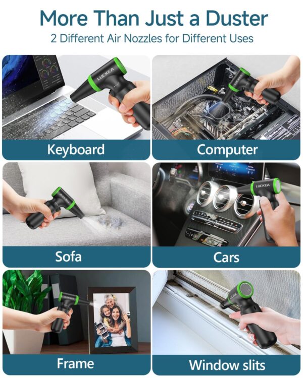 Oferta Aire Comprimido Limpieza PC Soplador de Aire - 130000 RPM 3 Velocidades Air Duster, 6000 mAh Batería, 3 Cepillos Antiestáticos, Carga Rápida Tipo C, Soprador Potente Portátil...