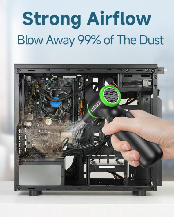 Oferta Aire Comprimido Limpieza PC Soplador de Aire - 130000 RPM 3 Velocidades Air Duster, 6000 mAh Batería, 3 Cepillos Antiestáticos, Carga Rápida Tipo C, Soprador Potente Portátil...