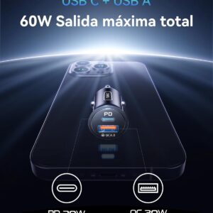 Oferta Cargador Coche INIU 60W USB C Rápido