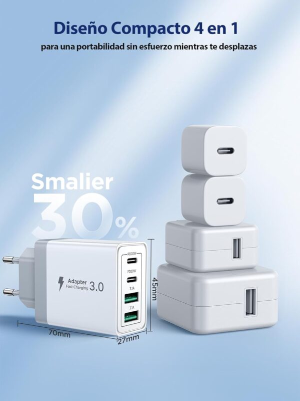 Oferta Cargador USB C 40W 4 Puertos Rápido