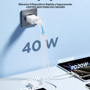 Oferta Cargador USB C 40W 4 Puertos Rápido