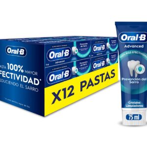 Oral-B Advanced Prevención Del Sarro Pasta De Dientes Con Cristales De Limpieza Profunda, Pack 12 x 75 ml, Protege Contra La Placa, Dentífrico Con Sabor Hierbabuena Dulce, 75 ml...