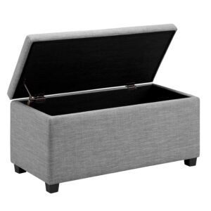 Banco acolchado rectangular con almacenamiento gris