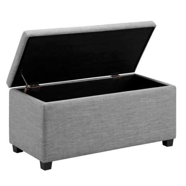 Banco acolchado rectangular con almacenamiento gris