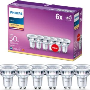 Bombilla LED GU10 50W blanca cálida, pack 6