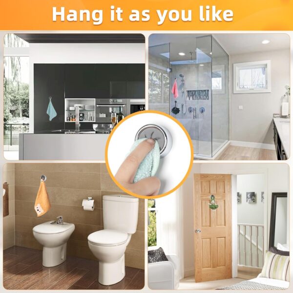 ¡Chollo! Alyvisun 6 x Adhesive Kitchen Rags, Reusable Towel Hooks Strong Bathroom, Towel Hooks without Drilling, Self Adhesive Wall Hooks
