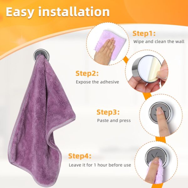 ¡Chollo! Alyvisun 6 x Adhesive Kitchen Rags, Reusable Towel Hooks Strong Bathroom, Towel Hooks without Drilling, Self Adhesive Wall Hooks