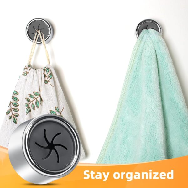 ¡Chollo! Alyvisun 6 x Adhesive Kitchen Rags, Reusable Towel Hooks Strong Bathroom, Towel Hooks without Drilling, Self Adhesive Wall Hooks