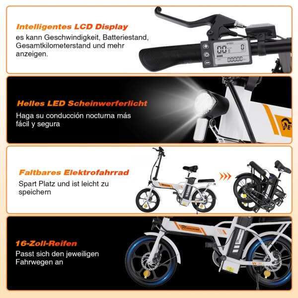 ¡Descuento! Vélo Eléctrico Plegable EVERCROSS EK5 250W
