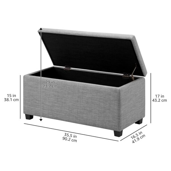 ¡Oferta! Banco acolchado rectangular con almacenamiento gris
