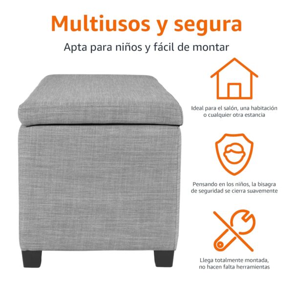 ¡Oferta! Banco acolchado rectangular con almacenamiento gris