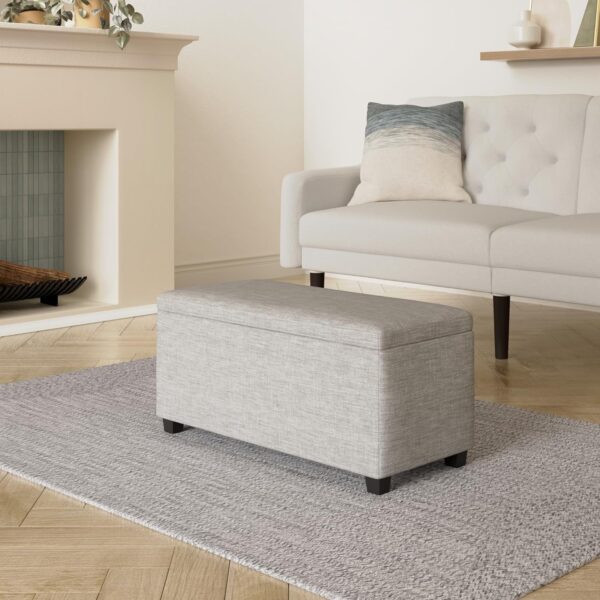 ¡Oferta! Banco acolchado rectangular con almacenamiento gris