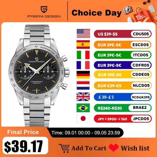 Reloj PAGANI Retro Hombre Cronógrafo Lunar